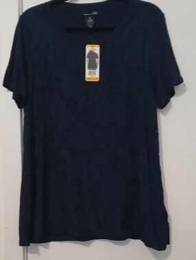 RXB Navy Short Sleeve Textured Top